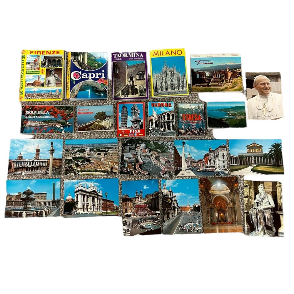 185 VTG Italy Sicily Postcards Color Booklets Full Size & Mini Mixed Media Art